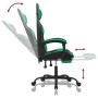 Silla gaming giratoria y reposapiés cuero sintético negro verde