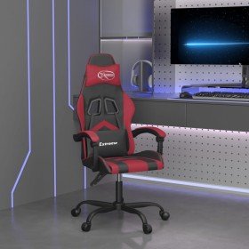 Silla gaming giratoria cuero sintético negro y rojo vino tinto