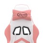 Silla gaming giratoria cuero sintético blanco y rosa