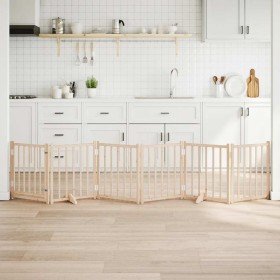 Puerta para perros plegable 6 paneles madera de álamo 300 cm en Casetas y cercados para perros | Comprar online en Foro24