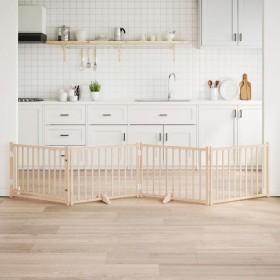 Puerta para perros plegable 4 paneles madera de abeto 320 cm