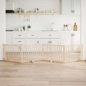 Puerta para perros plegable 4 paneles madera de abeto 320 cm en Casetas y cercados para perros | Comprar online en Foro24