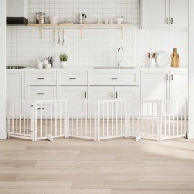 Puerta de perros plegable 6 paneles madera abeto blanco 300 cm en Casetas y cercados para perros | Comprar online en Foro24