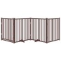 Puerta de perros plegable 4 paneles madera abeto marrón 320 cm en Casetas y cercados para perros | Comprar online en Foro24