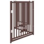 Puerta de perros plegable 4 paneles madera abeto marrón 320 cm en Casetas y cercados para perros | Comprar online en Foro24