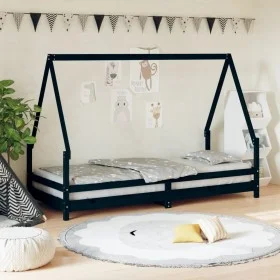 Black pine wood children's bed frame 80x200 cm by vidaXL, Cribs and beds for children - Ref: Foro24-834482, Price: 97,07 €, D...