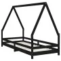Black pine wood children's bed frame 80x200 cm by vidaXL, Cribs and beds for children - Ref: Foro24-834482, Price: 97,07 €, D...