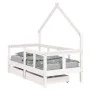 Kinderbettgestell mit Schubladen Zirbenholz weiß 70x140 cm von vidaXL, Kinderbetten und Betten für Kinder - Ref: Foro24-83454...