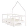 Kinderbettgestell mit Schubladen Zirbenholz weiß 70x140 cm von vidaXL, Kinderbetten und Betten für Kinder - Ref: Foro24-83454...