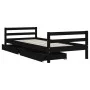 Kinderbettgestell mit Schubladen aus schwarzem Kiefernholz, 80 x 200 cm von vidaXL, Kinderbetten und Betten für Kinder - Ref:...