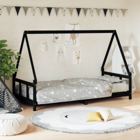 Estructura de cama para niños madera de pino negro 90x190 cm