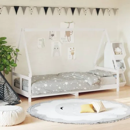 Estructura de cama para niños madera de pino blanco 80x200 cm de vidaXL, Cunas y camas para niños - Ref: Foro24-834451, Preci...