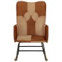 Schaukelstuhl aus echtem Leder und braunem Canvas von vidaXL, Schaukelstühle - Ref: Foro24-339691, Preis: 125,27 €, Rabatt: %