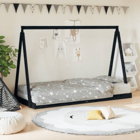 Estructura de cama para niños madera de pino negro 90x200 cm