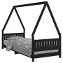 Black pine wood children's bed frame 80x200 cm by vidaXL, Cribs and beds for children - Ref: Foro24-834497, Price: 111,56 €, ...