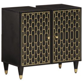 Armario de lavabo para baño madera maciza de mango 62x33x58 cm