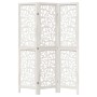 Biombo separador de 3 paneles madera maciza Paulownia blanco