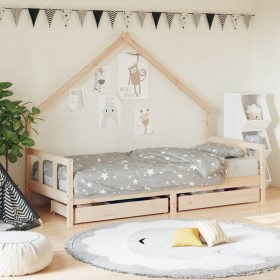 Estructura de cama para niños con cajones madera pino 90x200 cm