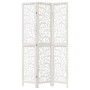 Biombo separador de 3 paneles madera maciza Paulownia blanco