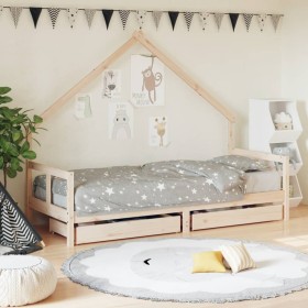 Children's bed frame with pine wood drawers 80x200 cm by vidaXL, Cribs and beds for children - Ref: Foro24-834549, Price: 118...