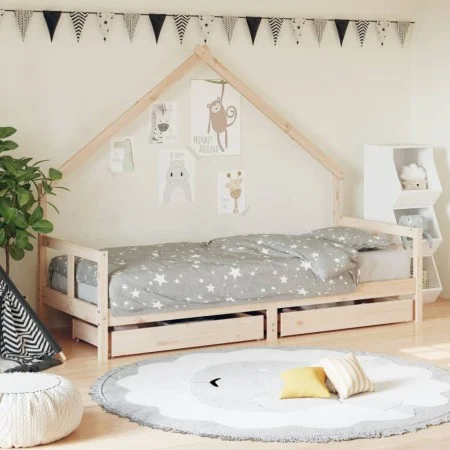 Estructura de cama para niños con cajones madera pino 80x200 cm de vidaXL, Cunas y camas para niños - Ref: Foro24-834549, Pre...