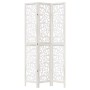Biombo separador de 3 paneles madera maciza Paulownia blanco