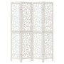 Biombo separador de 4 paneles madera maciza Paulownia blanco