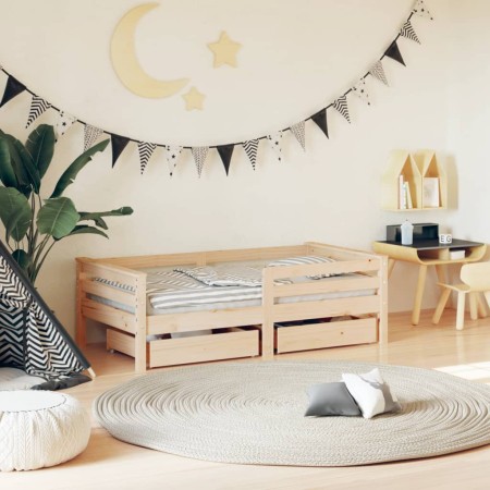 Children's bed frame with pine wood drawers 70x140 cm by vidaXL, Cribs and beds for children - Ref: Foro24-834441, Price: 132...