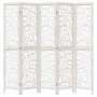 Biombo separador de 5 paneles madera maciza Paulownia blanco