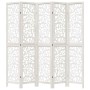 Biombo separador de 5 paneles madera maciza Paulownia blanco
