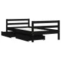 Estructura cama infantil y cajones madera pino negro 80x160 cm de vidaXL, Cunas y camas para niños - Ref: Foro24-834446, Prec...