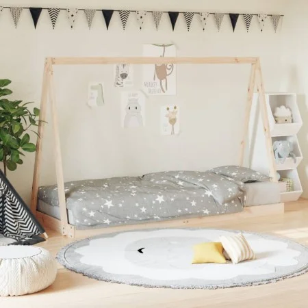 Solid pine wood bed frame for children 80x200 cm by vidaXL, Cribs and beds for children - Ref: Foro24-834534, Price: 86,74 €,...