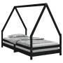 Black pine wood children's bed frame 90x190 cm by vidaXL, Cribs and beds for children - Ref: Foro24-834494, Price: 98,43 €, D...