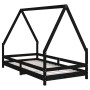 Black pine wood children's bed frame 90x190 cm by vidaXL, Cribs and beds for children - Ref: Foro24-834494, Price: 98,43 €, D...