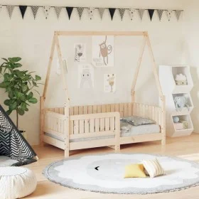 Solid pine wood bed frame for children 70x140 cm by vidaXL, Cribs and beds for children - Ref: Foro24-834501, Price: 134,12 €...