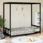Black pine wood children's bed frame 90x200 cm by vidaXL, Cribs and beds for children - Ref: Foro24-834524, Price: 117,58 €, ...