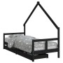 Children's bed frame with black pine wood drawers 80x200cm by vidaXL, Cribs and beds for children - Ref: Foro24-834551, Price...