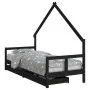 Kinderbettgestell mit Schubladen aus schwarzem Kiefernholz, 80 x 200 cm von vidaXL, Kinderbetten und Betten für Kinder - Ref:...