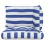 Cojines para palés 3 piezas tela Oxford azul y blanco a rayas