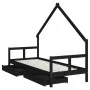 Kinderbettgestell mit Schubladen aus schwarzem Kiefernholz, 80 x 200 cm von vidaXL, Kinderbetten und Betten für Kinder - Ref:...