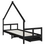 Children's bed frame with black pine wood drawers 80x200cm by vidaXL, Cribs and beds for children - Ref: Foro24-834551, Price...