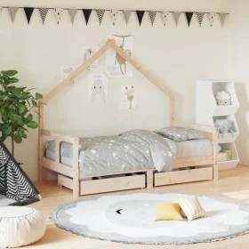 Children's bed frame with pine wood drawers 80x160cm by vidaXL, Cribs and beds for children - Ref: Foro24-834543, Price: 106,...