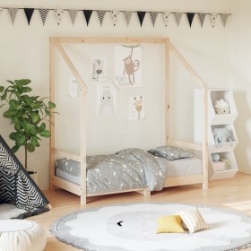 Solid pine wood bed frame for children 70x140 cm by vidaXL, Cribs and beds for children - Ref: Foro24-835706, Price: 98,45 €,...