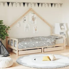 Children's bed frame with pine wood drawers 90x190 cm by vidaXL, Cribs and beds for children - Ref: Foro24-834546, Price: 120...
