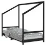 Estructura de cama para niños madera de pino negro 90x190 cm de vidaXL, Cunas y camas para niños - Ref: Foro24-835714, Precio...