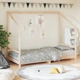Solid pine wood children's bed frame 90x190 cm by vidaXL, Cribs and beds for children - Ref: Foro24-835712, Price: 93,18 €, D...