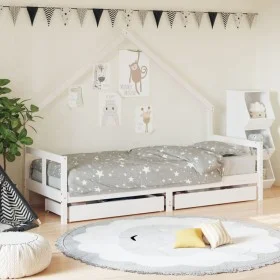 Children's bed frame with white pine wood drawers 80x200 cm by vidaXL, Cribs and beds for children - Ref: Foro24-834550, Pric...