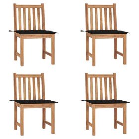 Sillas de jardín 4 unidades madera maciza de teca con cojines