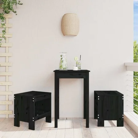 Gartenhocker 2 Stück aus massivem schwarzem Kiefernholz 40x36x45 cm von vidaXL, Gartenstühle - Ref: Foro24-825342, Preis: 75,...