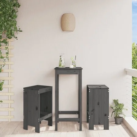 Küchenhocker 2 Stück massives Kiefernholz grau 40x36x75 cm von vidaXL, Gartenstühle - Ref: Foro24-825347, Preis: 94,79 €, Rab...